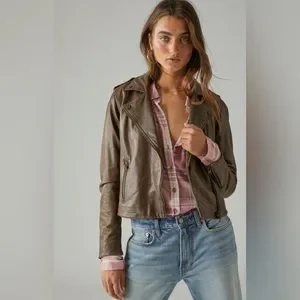 Lucky Brand Jackets Coats Lucky Brand Classic Leather Moto Jacket Brown Beige Nwt Poshmark